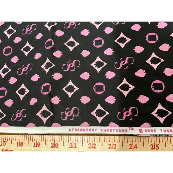 FABRIC - Strawberry Shortcake Black Quilt Cotton Fabric 2 Yards By Spectrix  NEW - Picture 9 of 11